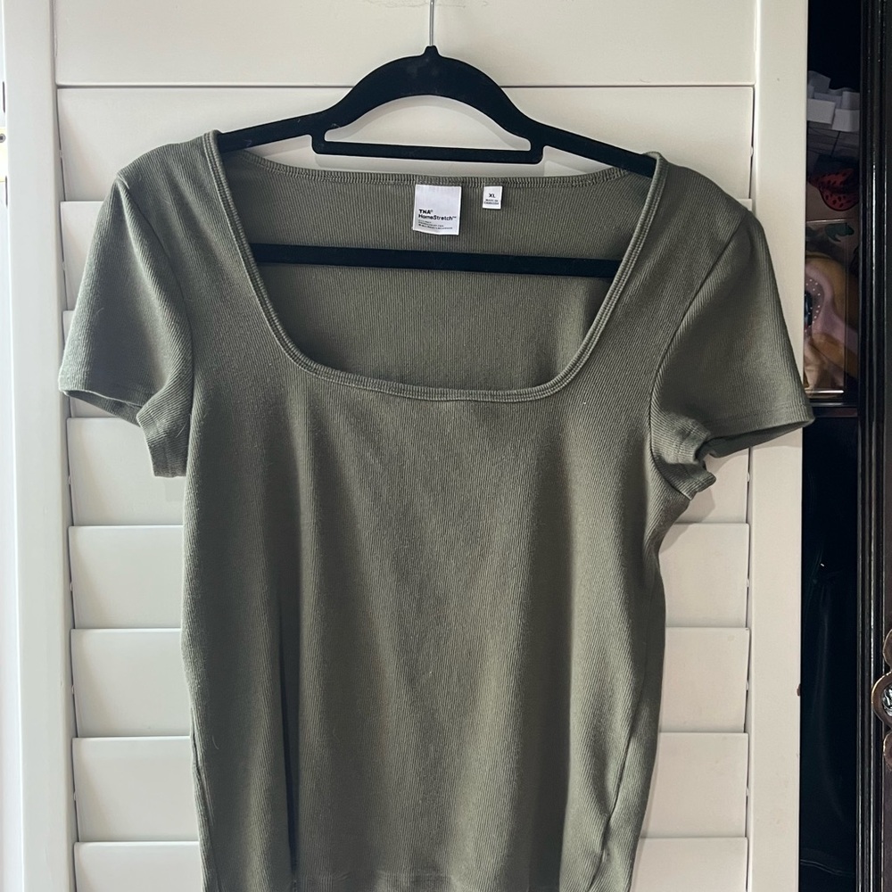 TNA Sage Green Square Neck Tee